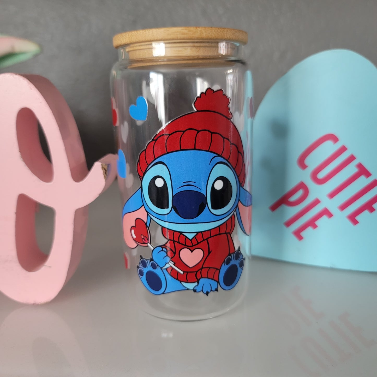 Valentine Stitch Glass Tumbler