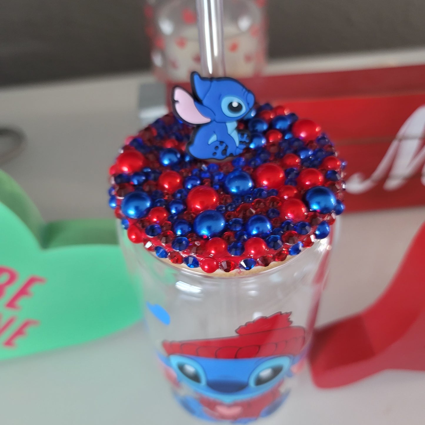 Valentine Stitch Glass Tumbler