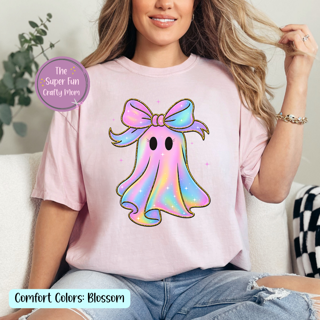 Cute Colorful Ghost with Bow