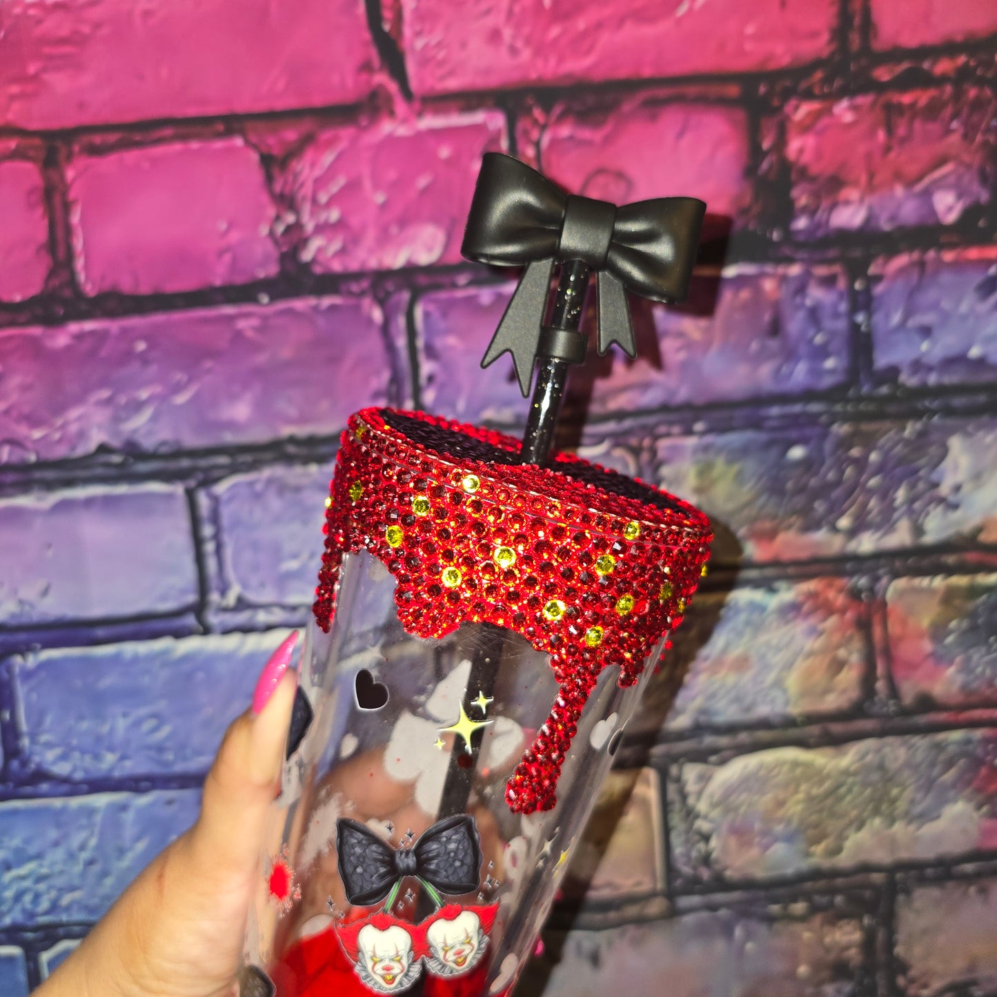 Pennywise Blood Drip | Rhinestone Drip Bling Tumbler
