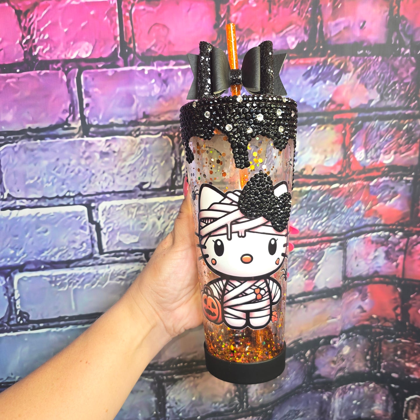 Mummy Kitty Snowglobe Tumbler