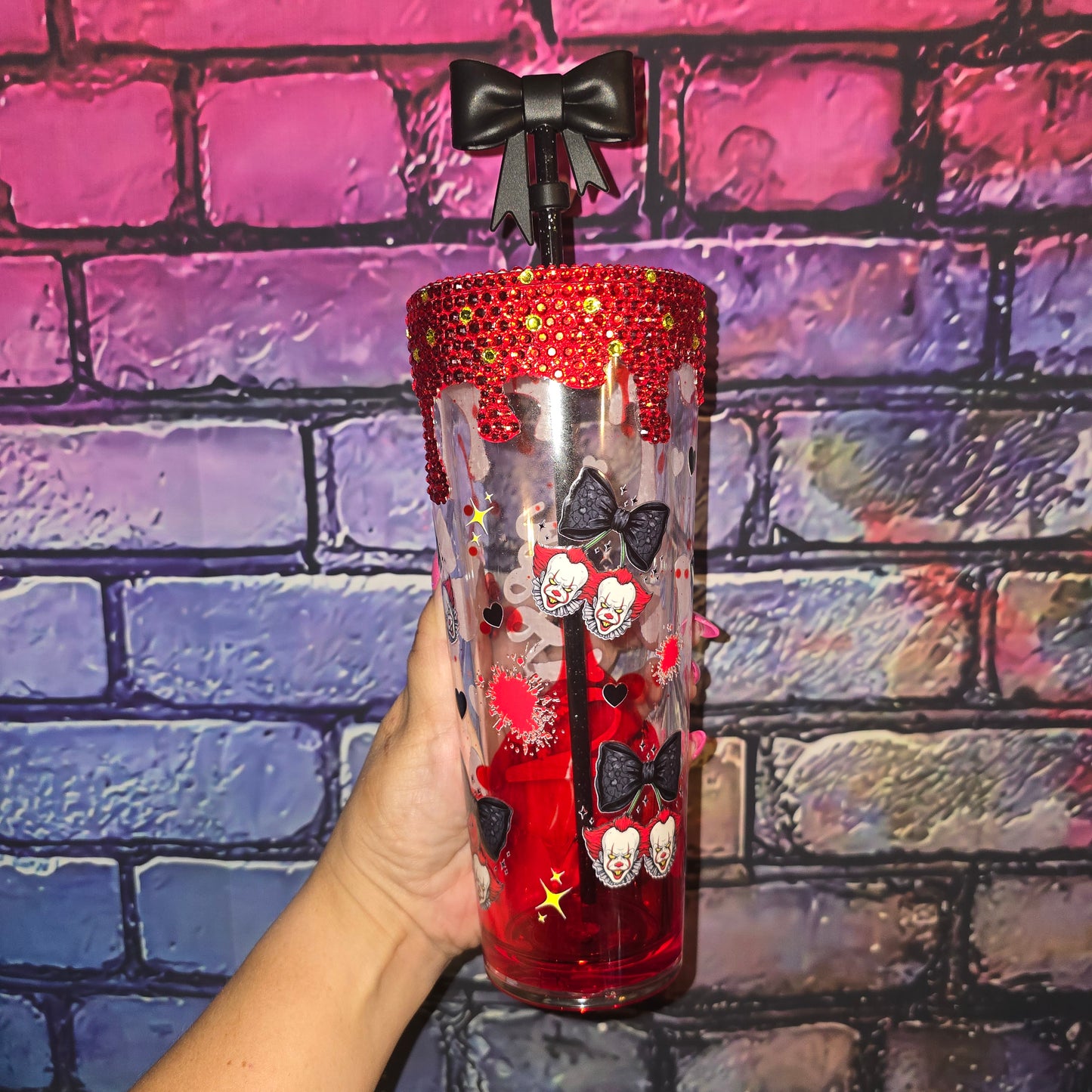 Pennywise Blood Drip | Rhinestone Drip Bling Tumbler
