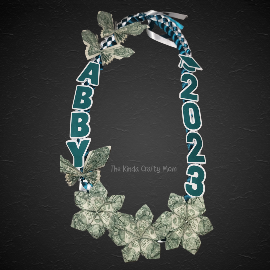 Teal & White Ribbon Lei