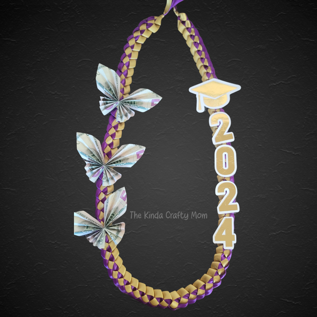 Gold & Purple Ribbon Lei