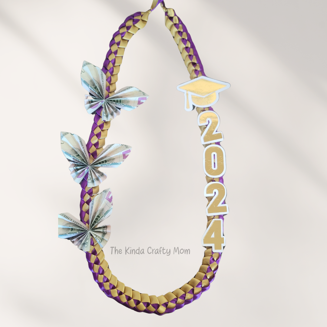 Gold & Purple Ribbon Lei