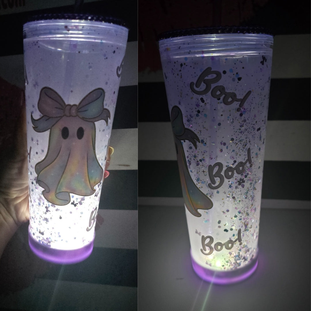 Colorful Ghost Snowglobe Tumbler (Lights up)