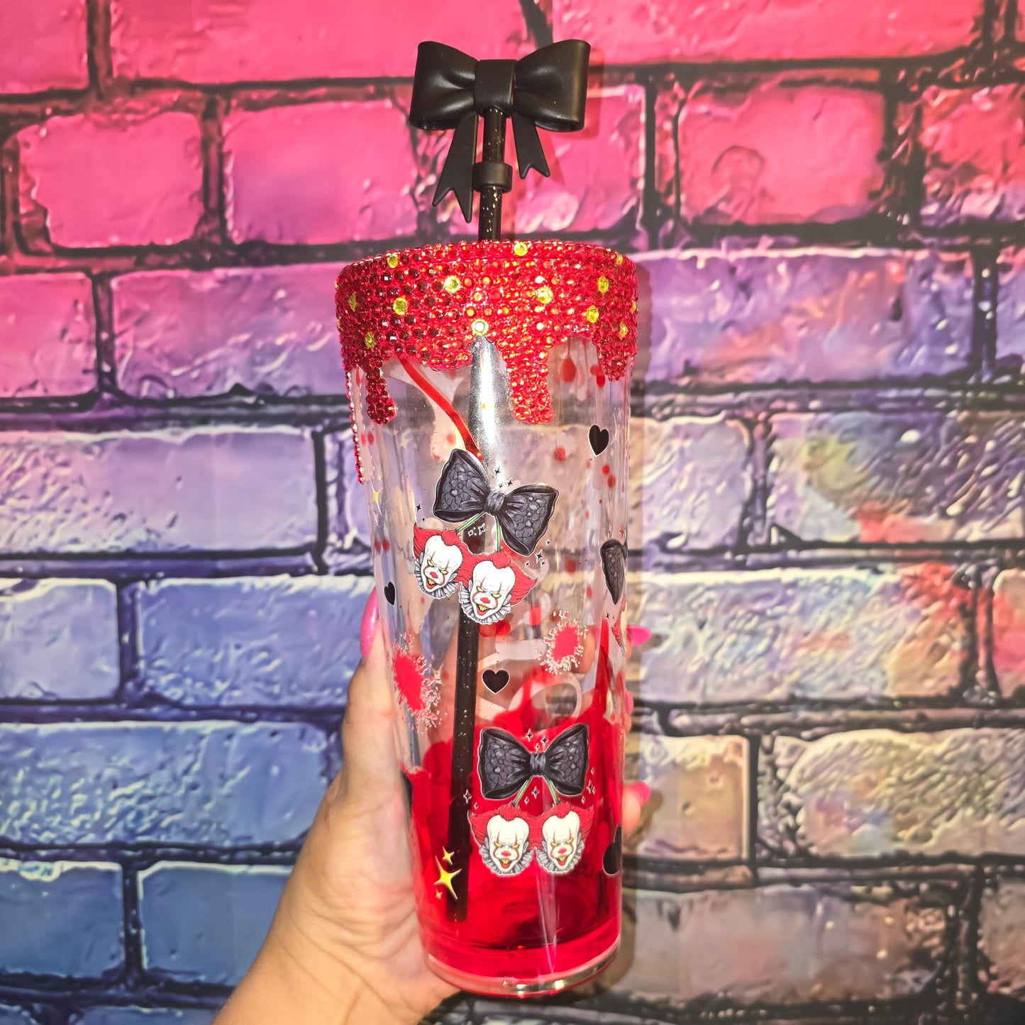 Pennywise Blood Drip | Rhinestone Drip Bling Tumbler