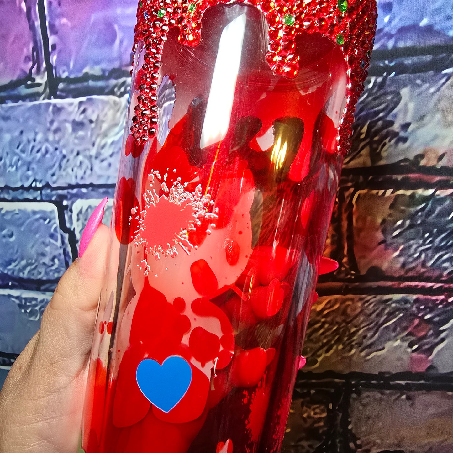 Chucky Kitty Blood Drip | Rhinestone Drip Bling Tumbler