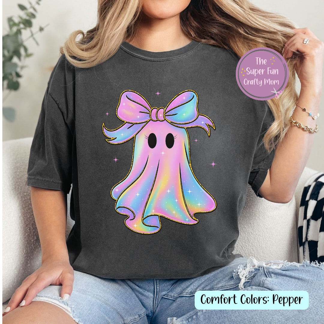 Cute Colorful Ghost with Bow