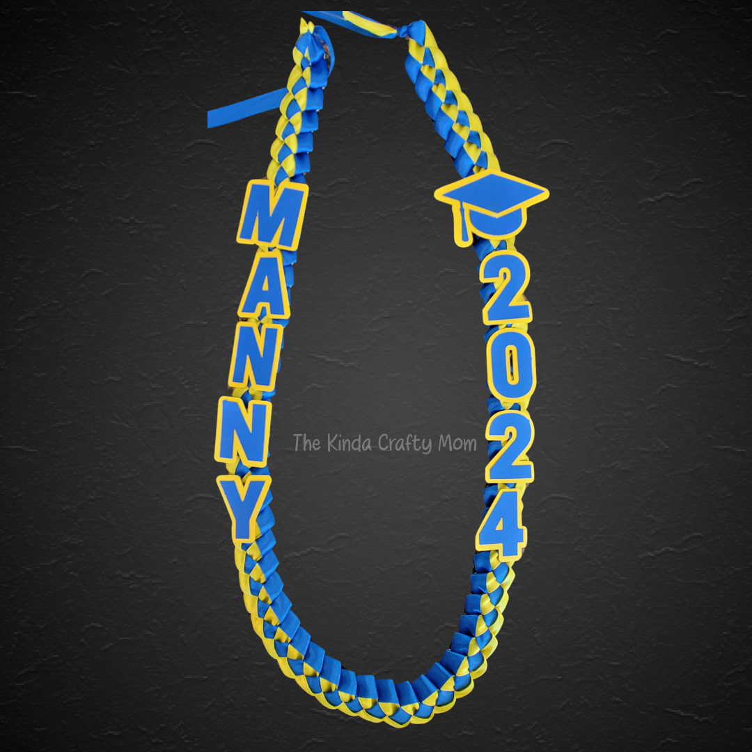 Royal Blue & Yellow Ribbon Lei