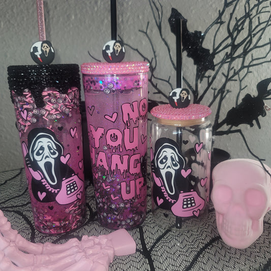 Ghostface Halloween Pink Tumbler