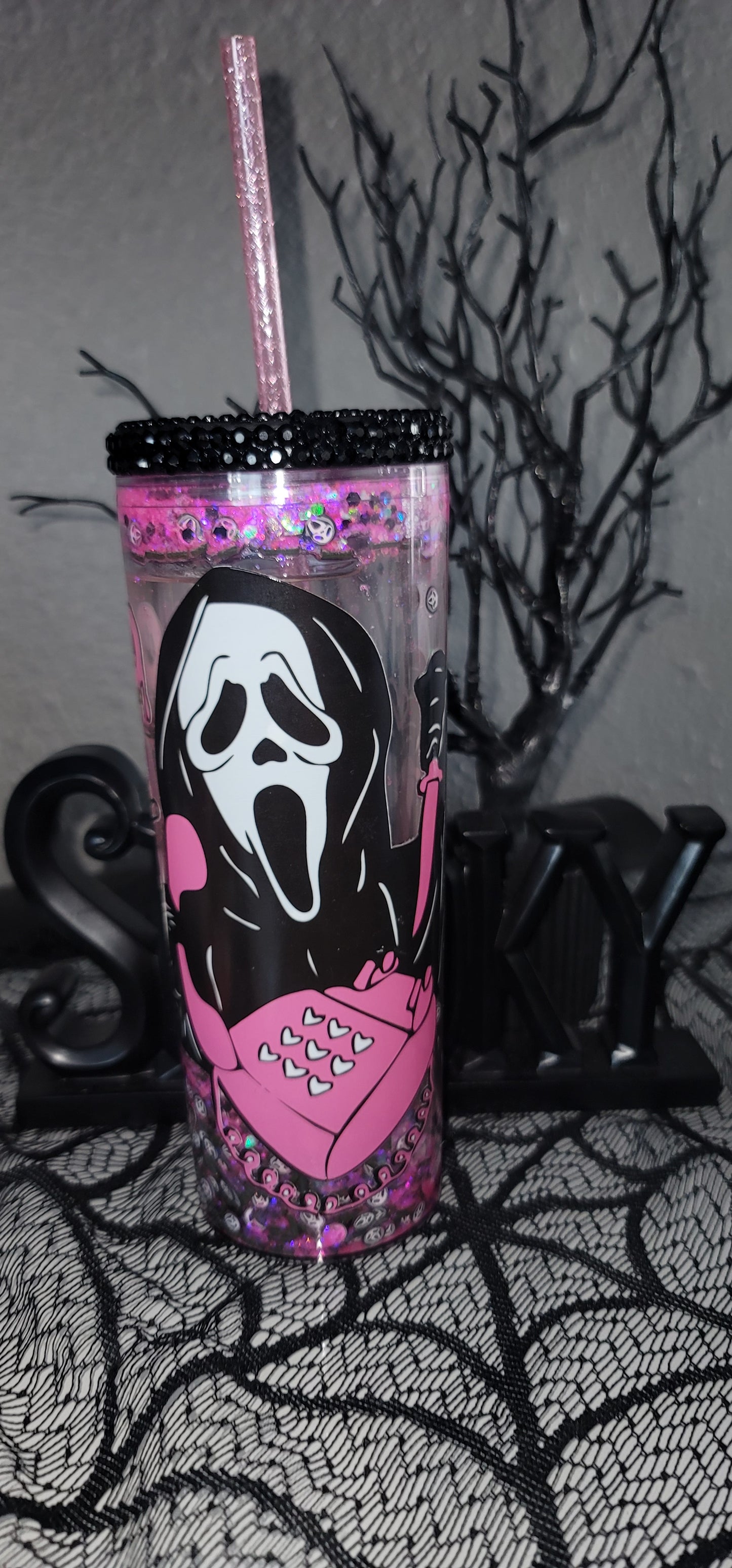 Ghostface Halloween Pink Tumbler