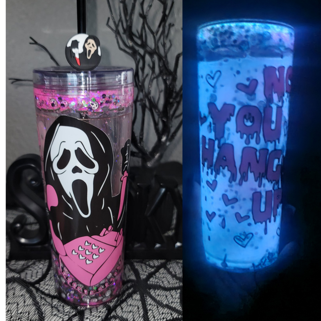 Ghostface Halloween Pink Tumbler