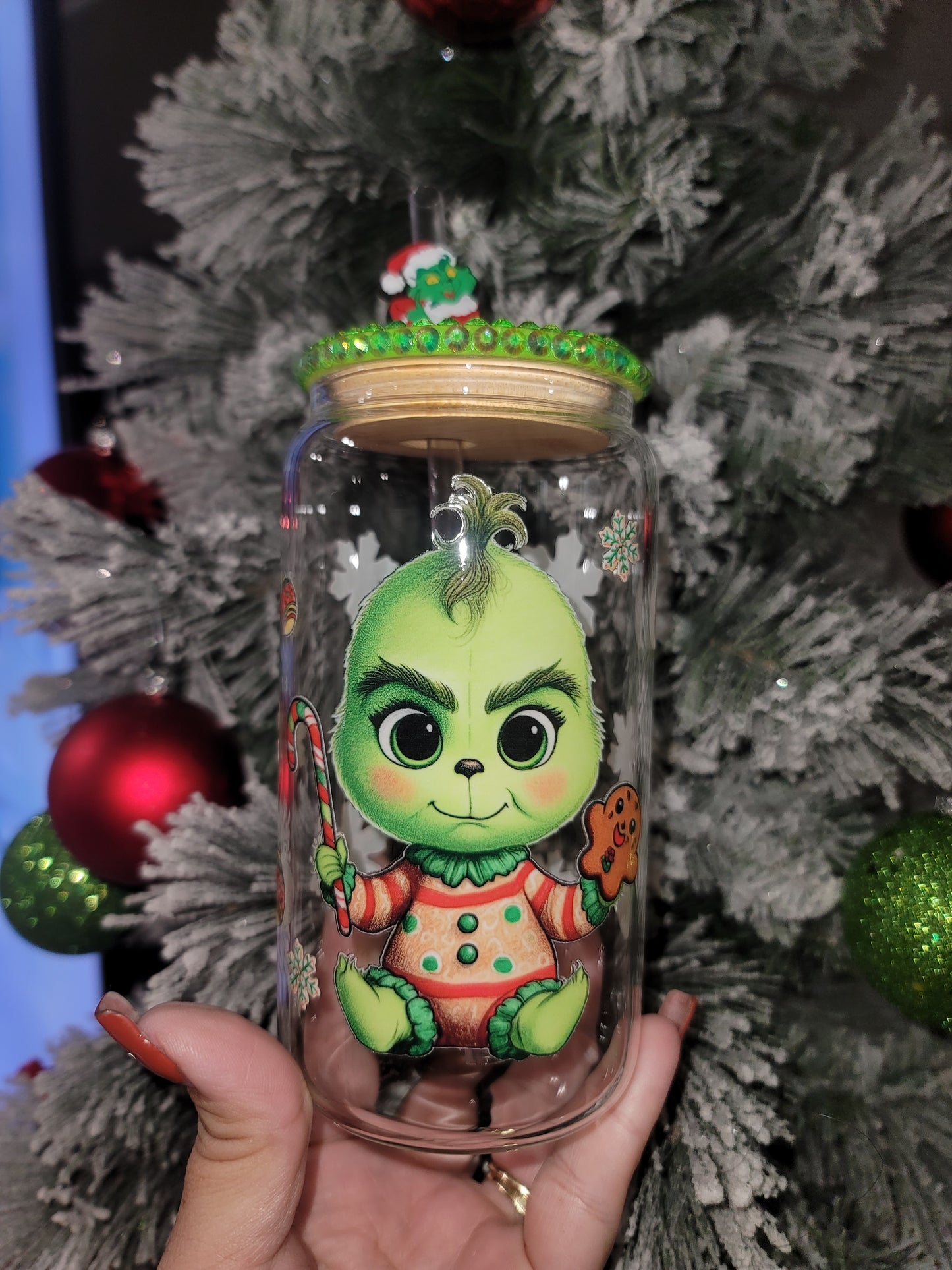 Baby Grinch Glass Tumbler