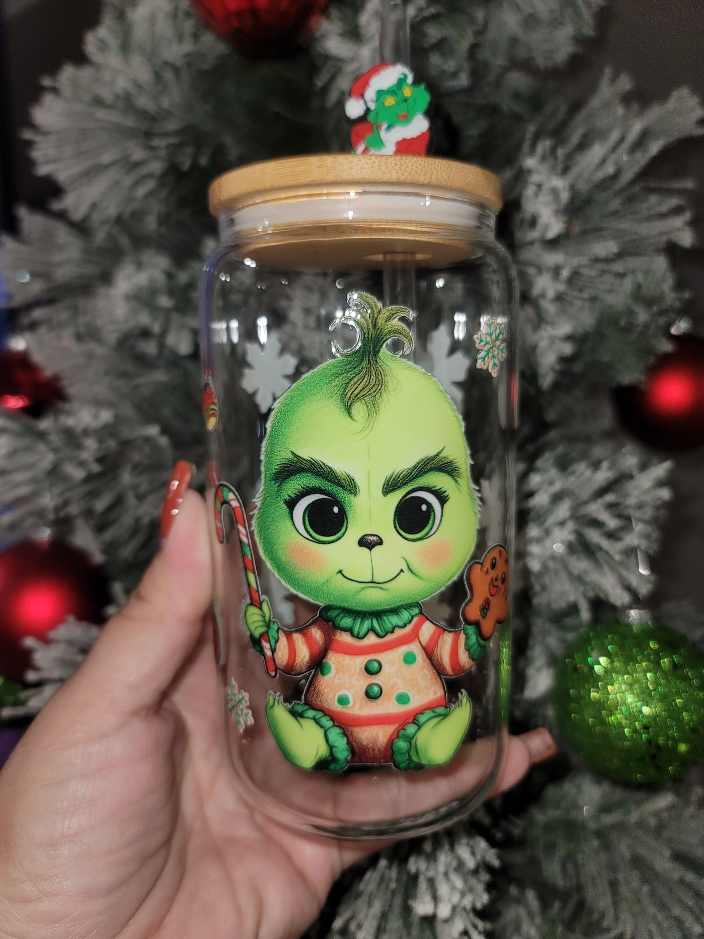 Baby Grinch Glass Tumbler