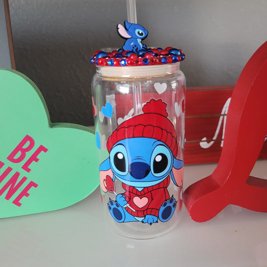 Valentine Stitch Glass Tumbler