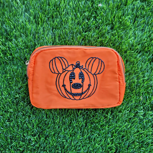 Black Mickey Pumpkin on Orange Belt Bag