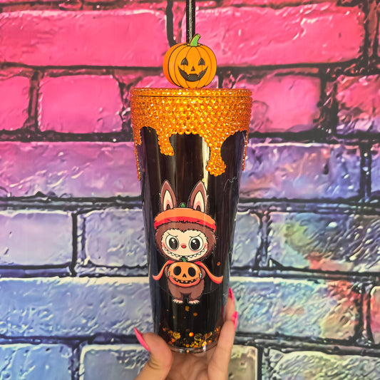 Labubu Pumpkin Halloween Snowglobe Tumbler