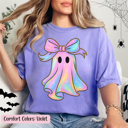 Cute Colorful Ghost with Bow