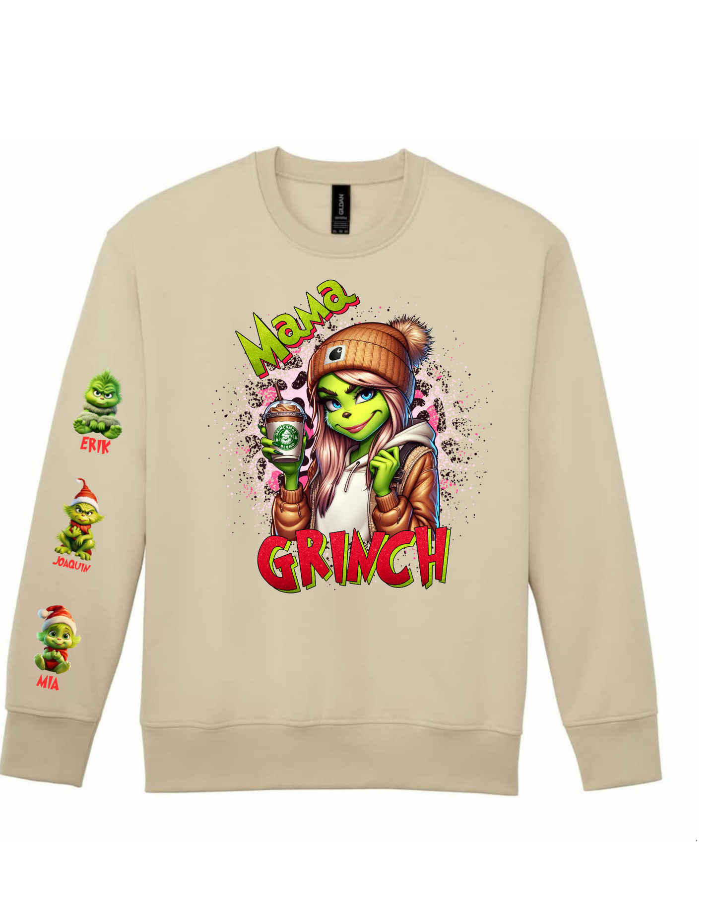 Mama Grinch Family Shirt on Beige