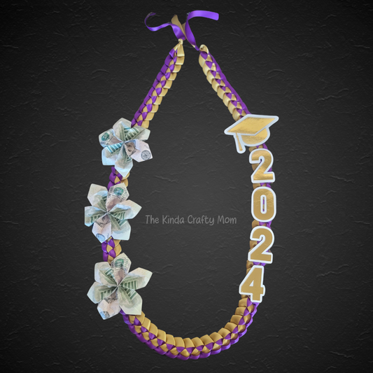 Gold & Purple Ribbon Lei