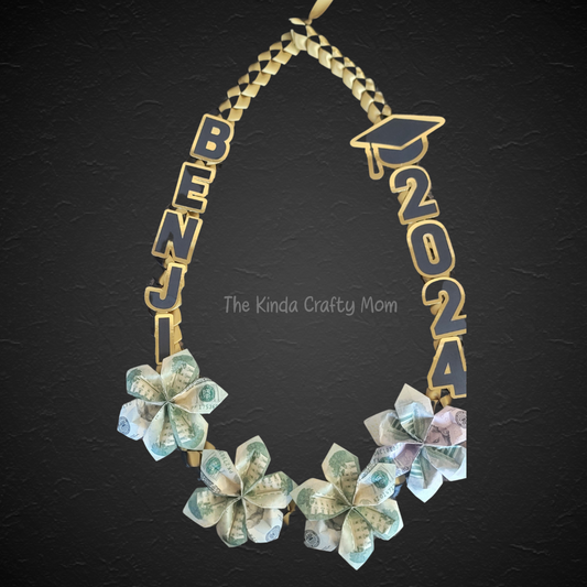 Gold & Black Ribbon Lei