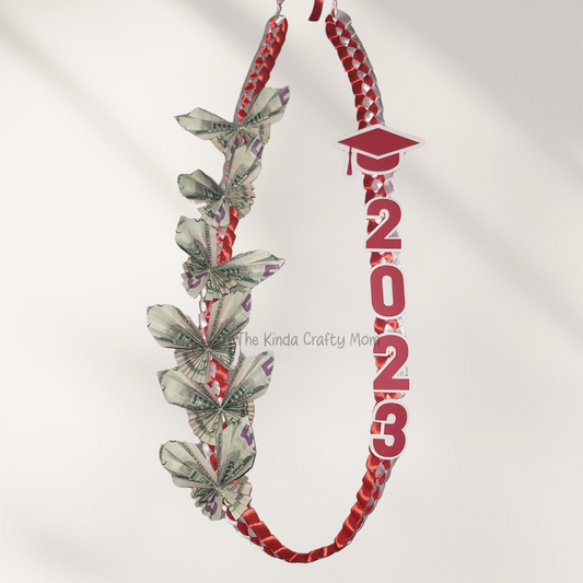 Red & White Ribbon Lei